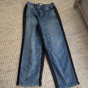 Alice + Olivia Denim Jeans with Leather side
